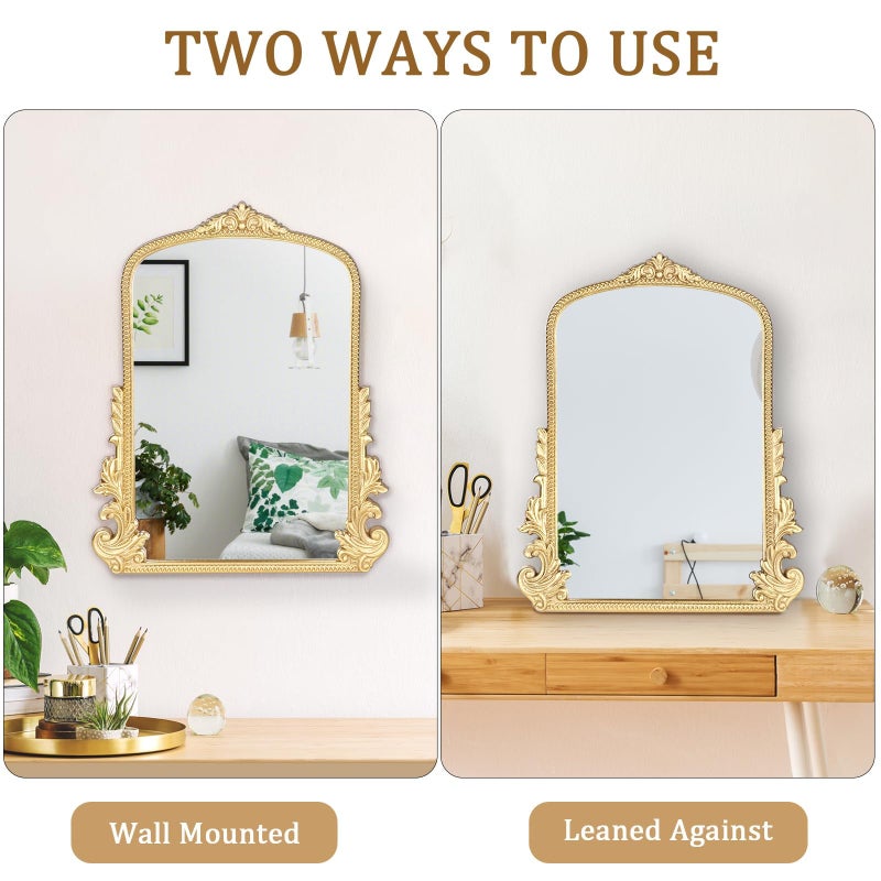 Willannals Vintage Small Arched Mirror, 17 * 12in Wall Mounted Vanity Mirror for Living Room, Bedroom, Bathroom, Entryway, Porch, Home and Dormitory, Versatile, Vintage Makeup Mirror - Image 5