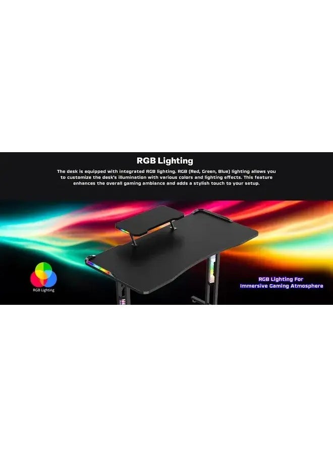 TWISTED MINDS - Twisted Minds T-Shaped RGB Double Top Gaming Desk, 120x60x77.8 cm, PB Desktop with Carbon Fibre Cover, GD27-T-RGB - Image 1