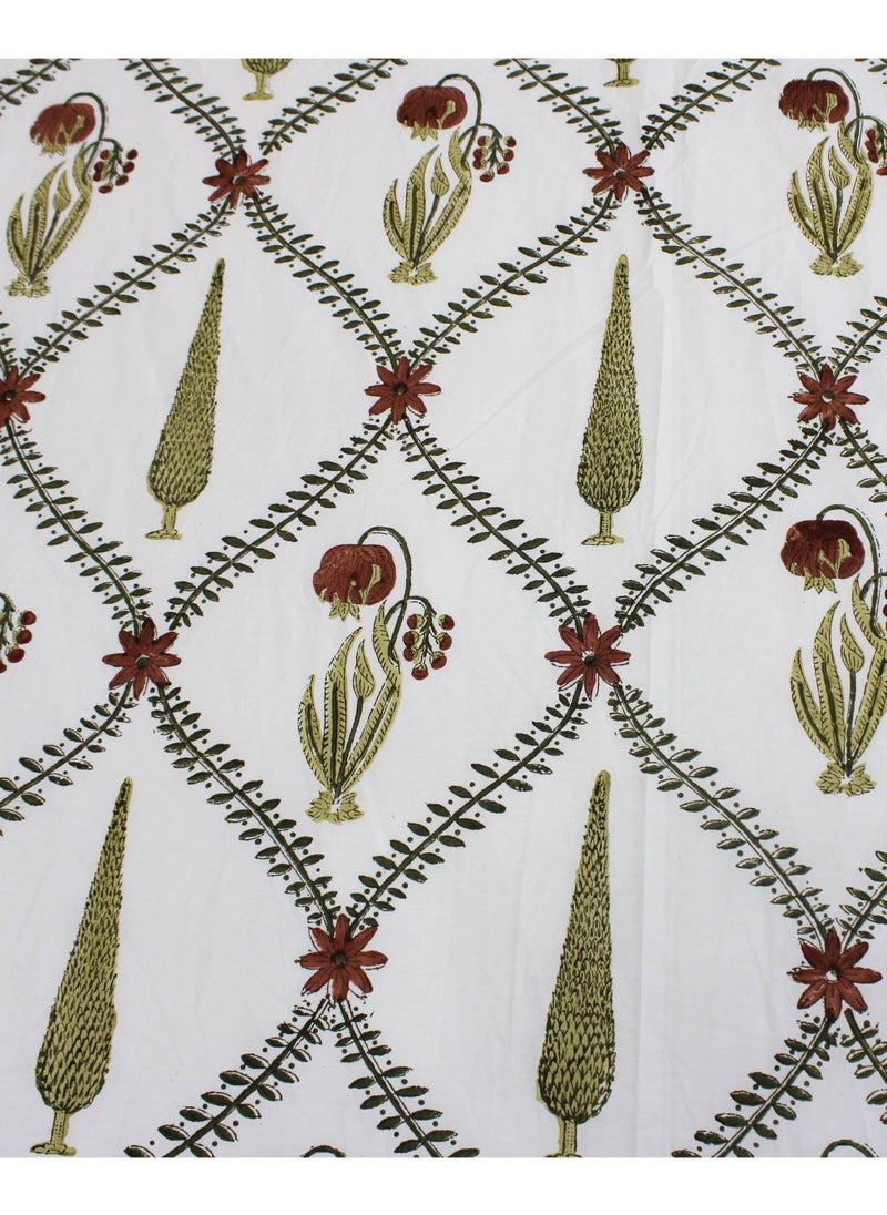 MARHABA CURTAIN 100% Cotton Jaipuri Handblock Print Double Bed Sheet with 2 Pillow Covers Premium Quality, Soft, Breathable (WHITE LILLY 05)  - Image 5