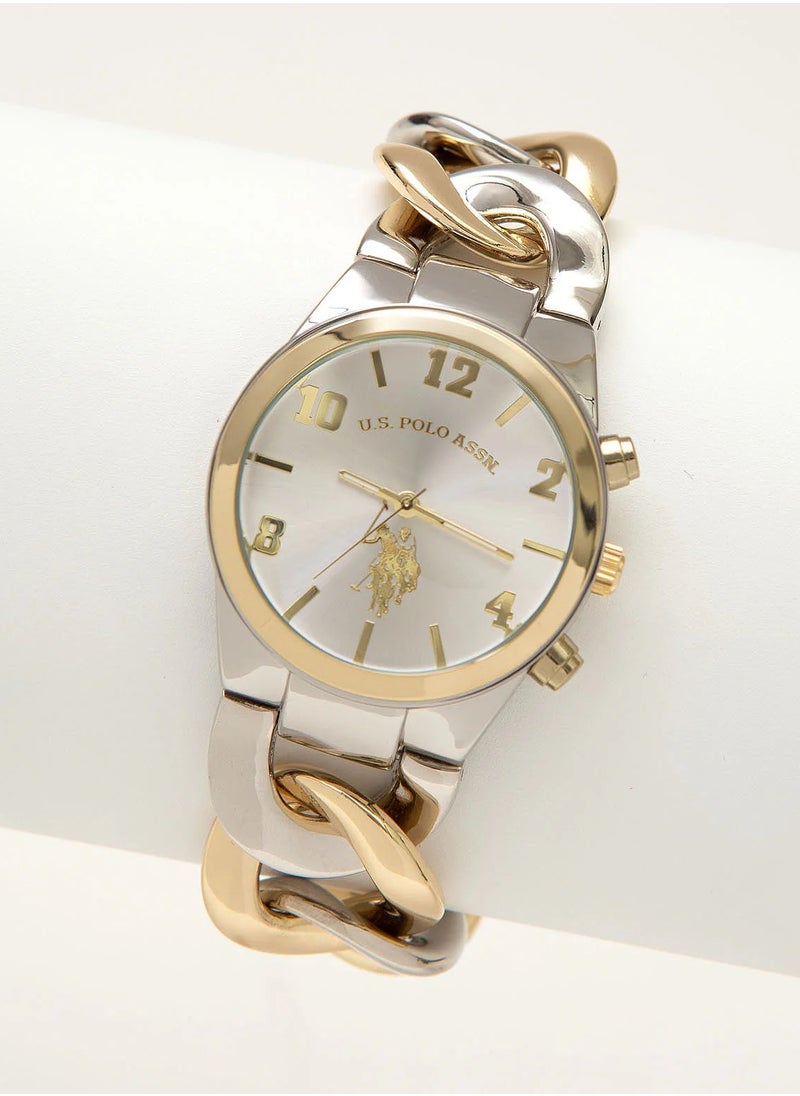 U.S. Polo Assn. Women's Quartz Watch, Analog Display and Silver & gold Plated Strap USC40173  - Image 2