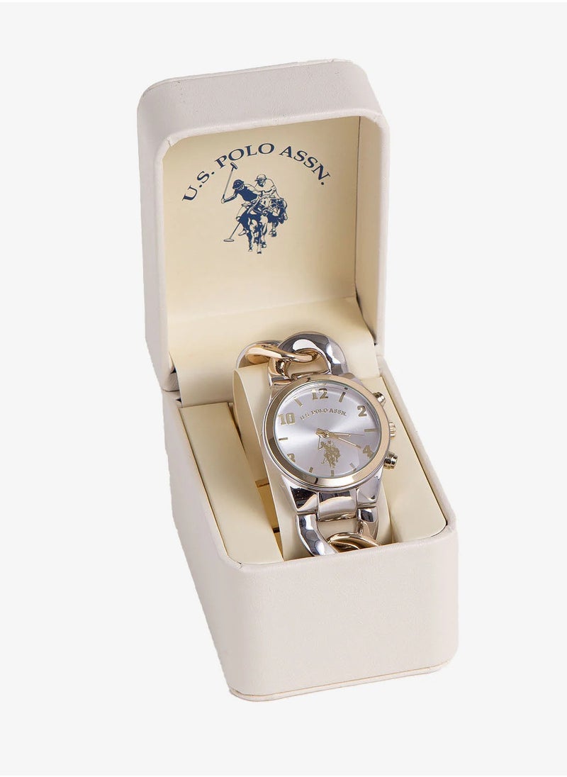 U.S. Polo Assn. Women's Quartz Watch, Analog Display and Silver & gold Plated Strap USC40173  - Image 4