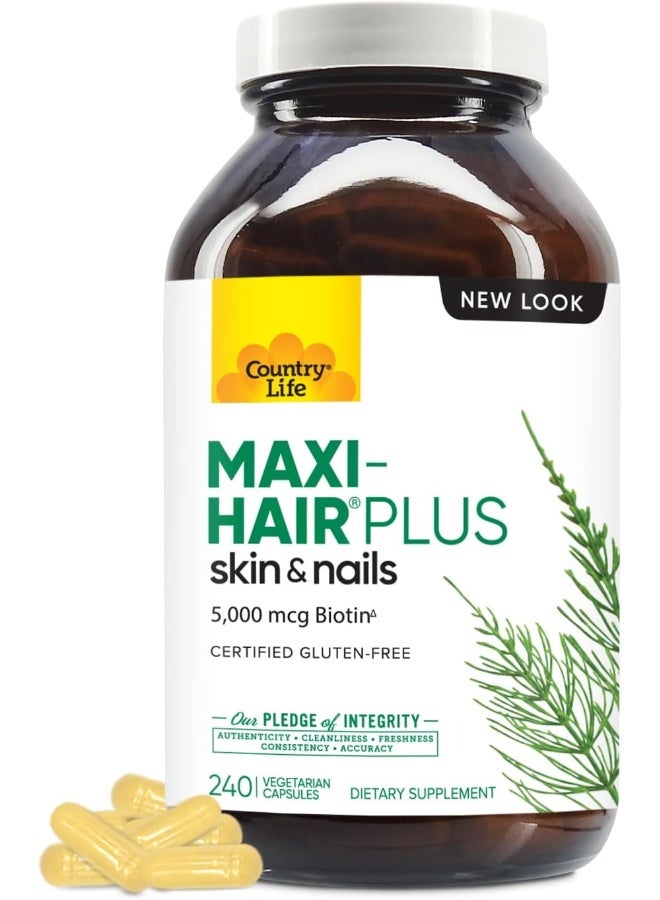 Country Life - Maxi-Hair Plus with 5000mcg of Biotin - 240 Vegetarian Capsules - Image 1