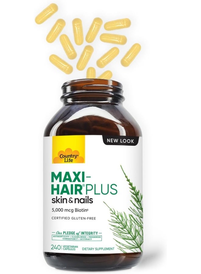 Country Life - Maxi-Hair Plus with 5000mcg of Biotin - 240 Vegetarian Capsules - Image 2