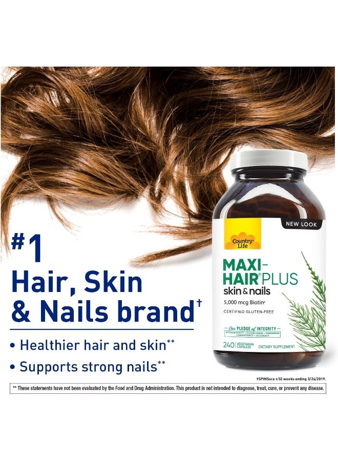 Country Life - Maxi-Hair Plus with 5000mcg of Biotin - 240 Vegetarian Capsules - Image 3
