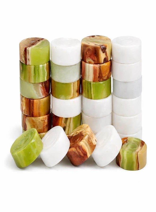 OceanicX Marble Chess Checker Pieces Set with Free Storage Box, Collection (White Green) - Image 1