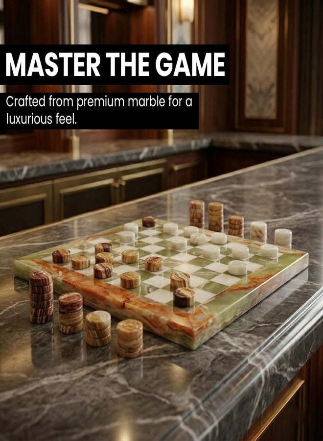 OceanicX Marble Chess Checker Pieces Set with Free Storage Box, Collection (White Green) - Image 3