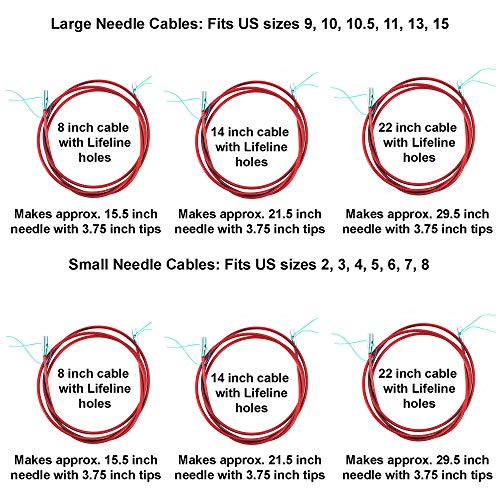ChiaoGoo Twist Red Lace 4-Inch Complete 7400-C Interchangeable Circular Knitting Needle Set, Sizes US 2, 3, 4, 5, 6, 7, 8, 9, 10, 10.5, 11, 13, 15 with 6 Cords with Project Bag - Image 4