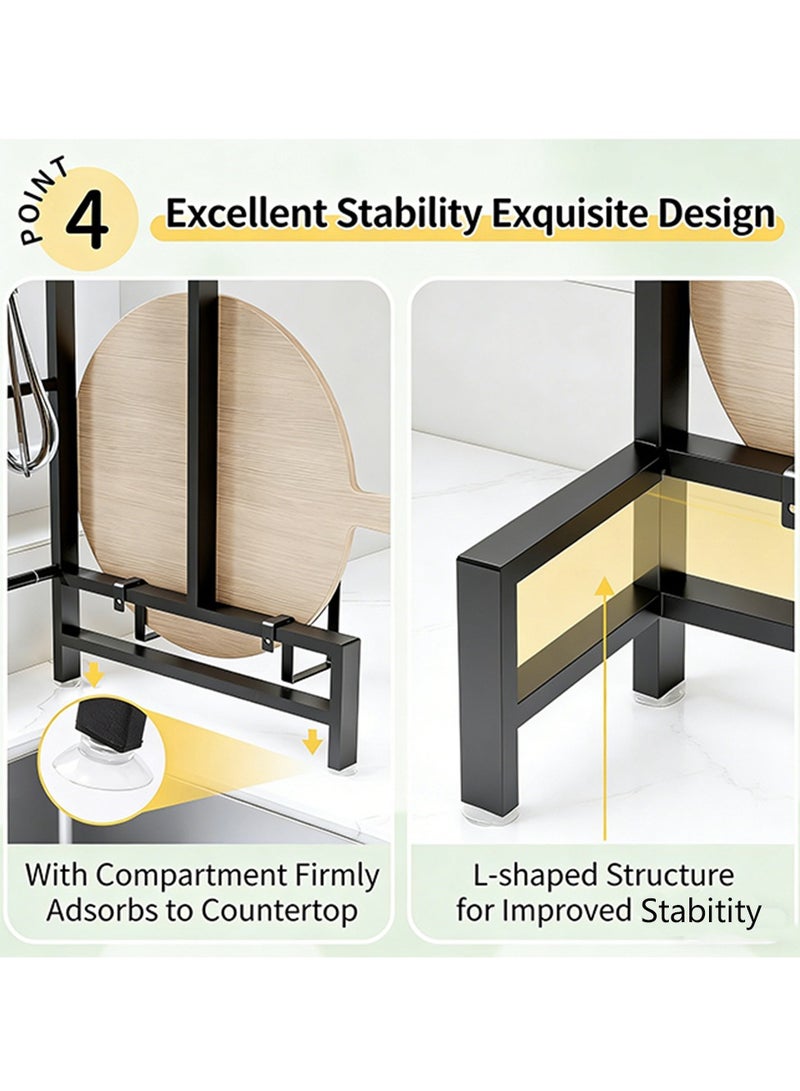 بلومنغ تايم رف تجفيف الأطباق القابل للتوسيع من طبقة واحدة ، رف أطباق متعدد الوظائف ، رف تخزين فوق الحوض ، منظم أدوات المائدة لوح التقطيع ، يتطلب التجميع - Image 5