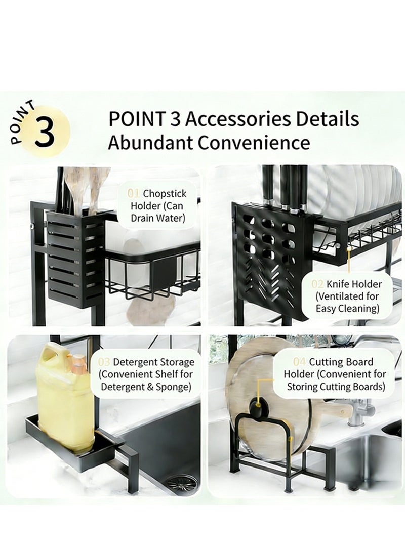 بلومنغ تايم رف تجفيف الأطباق القابل للتوسيع من طبقة واحدة ، رف أطباق متعدد الوظائف ، رف تخزين فوق الحوض ، منظم أدوات المائدة لوح التقطيع ، يتطلب التجميع - Image 4