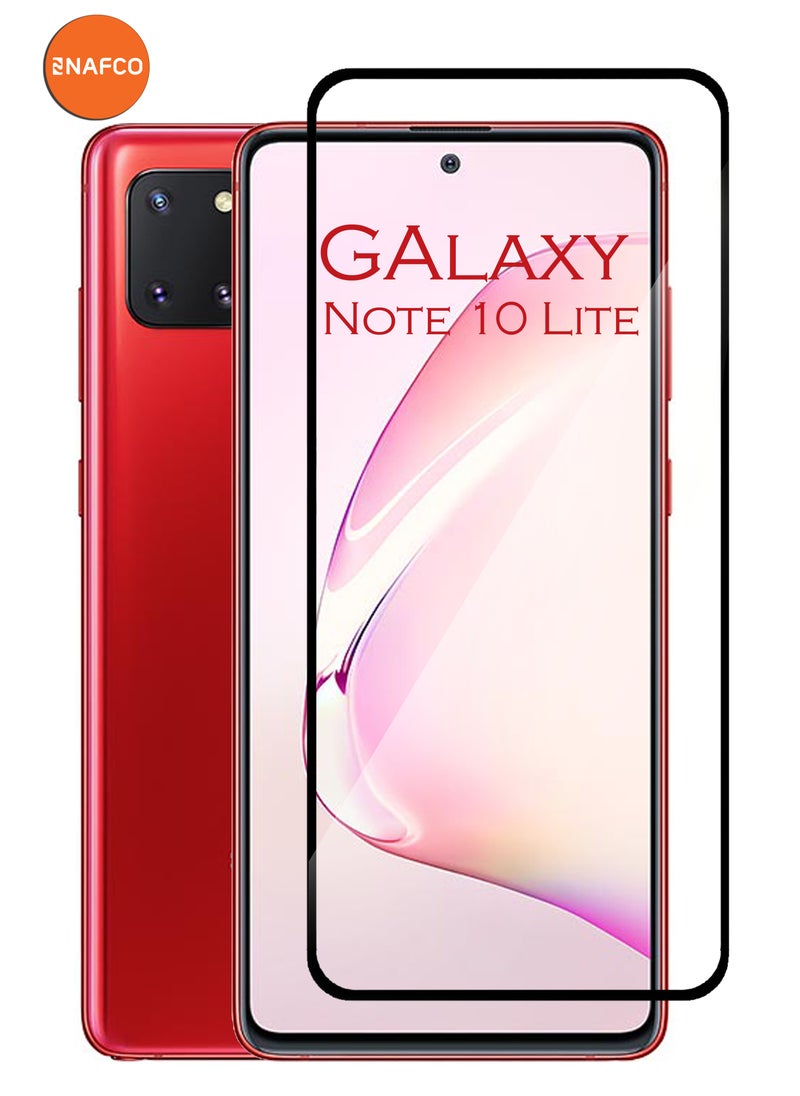 NAFCO - For Samsung Galaxy Note 10 Lite - Full Glue Tempered Glass Screen Protector - Advanced Border-Less Full Edge to Edge ,Shatterproof , High Responsiveness , Higher Transparency , Quick to Install ,Anti-scratch and Bubble-free Screen Protector - Black - Image 1