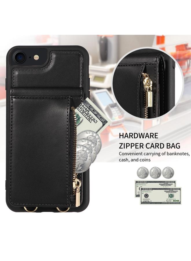 S-TOP Case For iPhone SE 2022/ 7 / 8 Crossbody Lanyard Zipper Wallet Leather Phone Case - Image 3