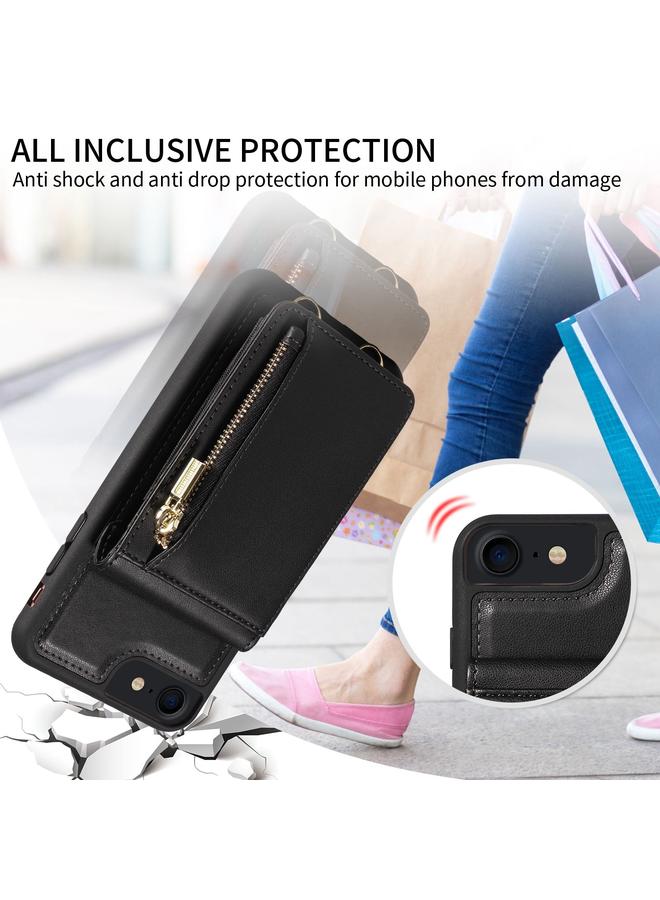 S-TOP Case For iPhone SE 2022/ 7 / 8 Crossbody Lanyard Zipper Wallet Leather Phone Case - Image 5