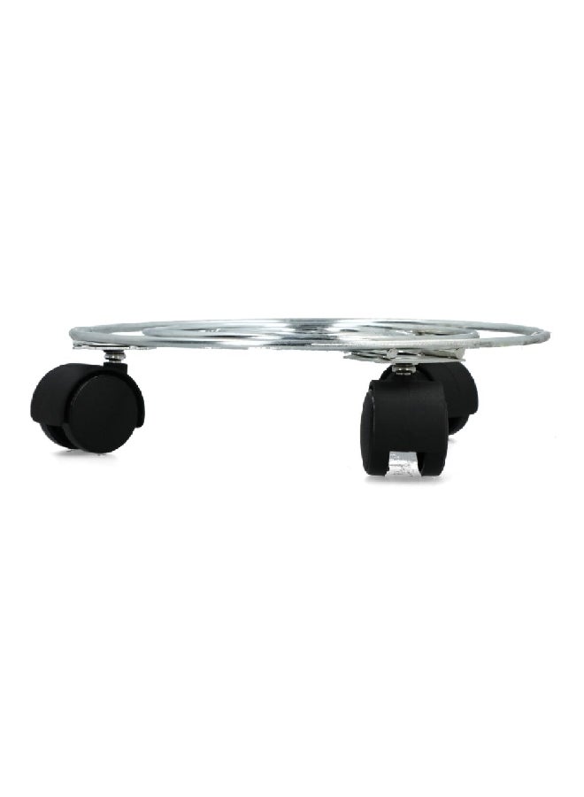 serene Premium Quality Easily Movable Round Plant Caddy with Wheels Silver and Black 32 x 26 x 26 cm 20515 - Image 2
