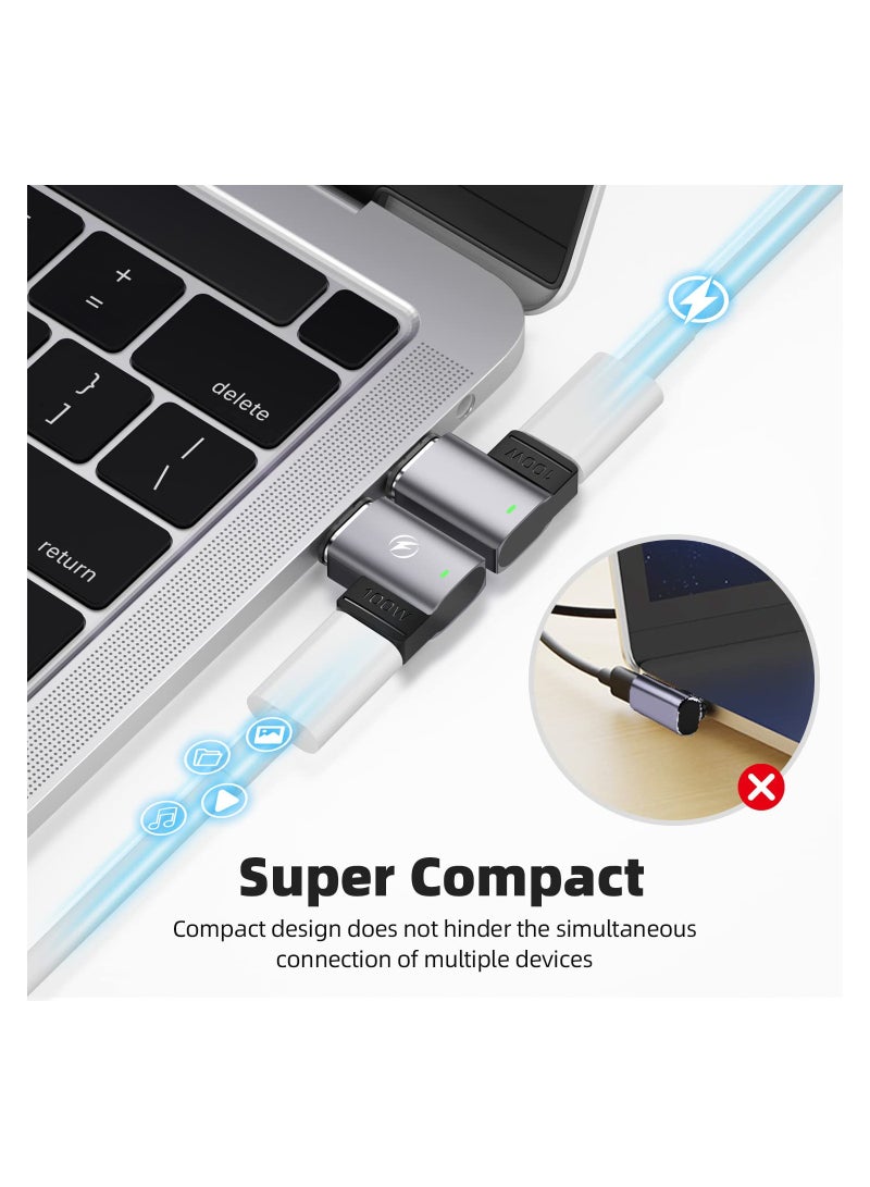 SYOSI USB C Magnetic Adapter, 2 Pack Magnetic USB C Adapter, 11Pins Right Angle USB C 90 Degree Adapter with PD 100w Charge USB2.0 480Mbps Data Transfer Compatible with MacBook Pro/Air USB-C Laptop/Devices - Image 4