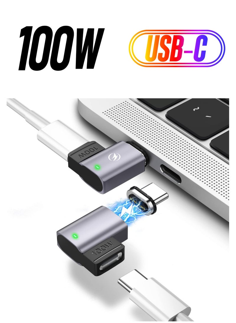 SYOSI USB C Magnetic Adapter, 2 Pack Magnetic USB C Adapter, 11Pins Right Angle USB C 90 Degree Adapter with PD 100w Charge USB2.0 480Mbps Data Transfer Compatible with MacBook Pro/Air USB-C Laptop/Devices - Image 1