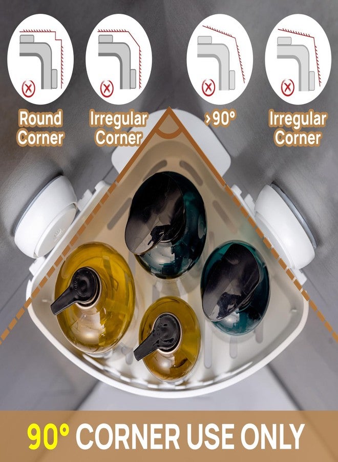 LEVERLOC Corner Shower Caddy Suction Cup, Shower Caddy Basket Powerful Suction Bathroom, Waterproof & Rustproof Organizer for Bathroom Storage, No-Drilling Removable (White) - Image 3