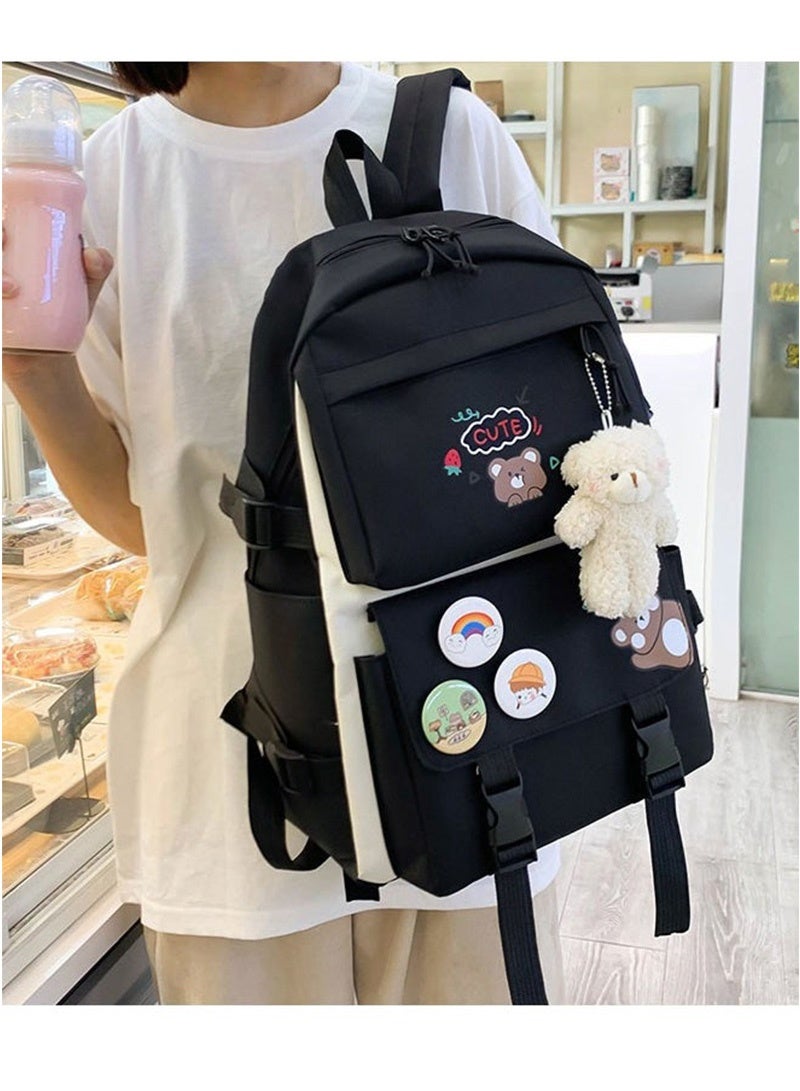 Topyich 5 Pcs School Bag for Girls, School Backpack with Pendant Lunch Bag , Pencil Case, Handbag and Coin Purse, Idea School Backpack for Teen Girls  - Image 4