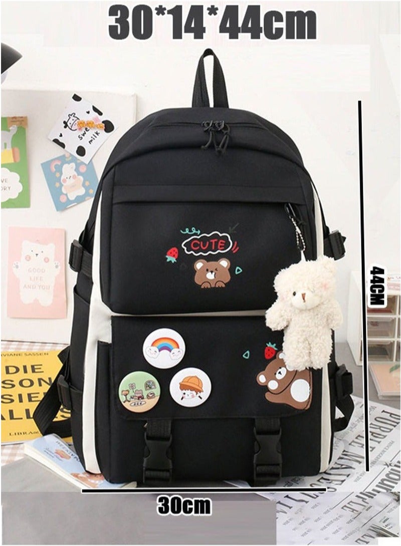 Topyich 5 Pcs School Bag for Girls, School Backpack with Pendant Lunch Bag , Pencil Case, Handbag and Coin Purse, Idea School Backpack for Teen Girls  - Image 3