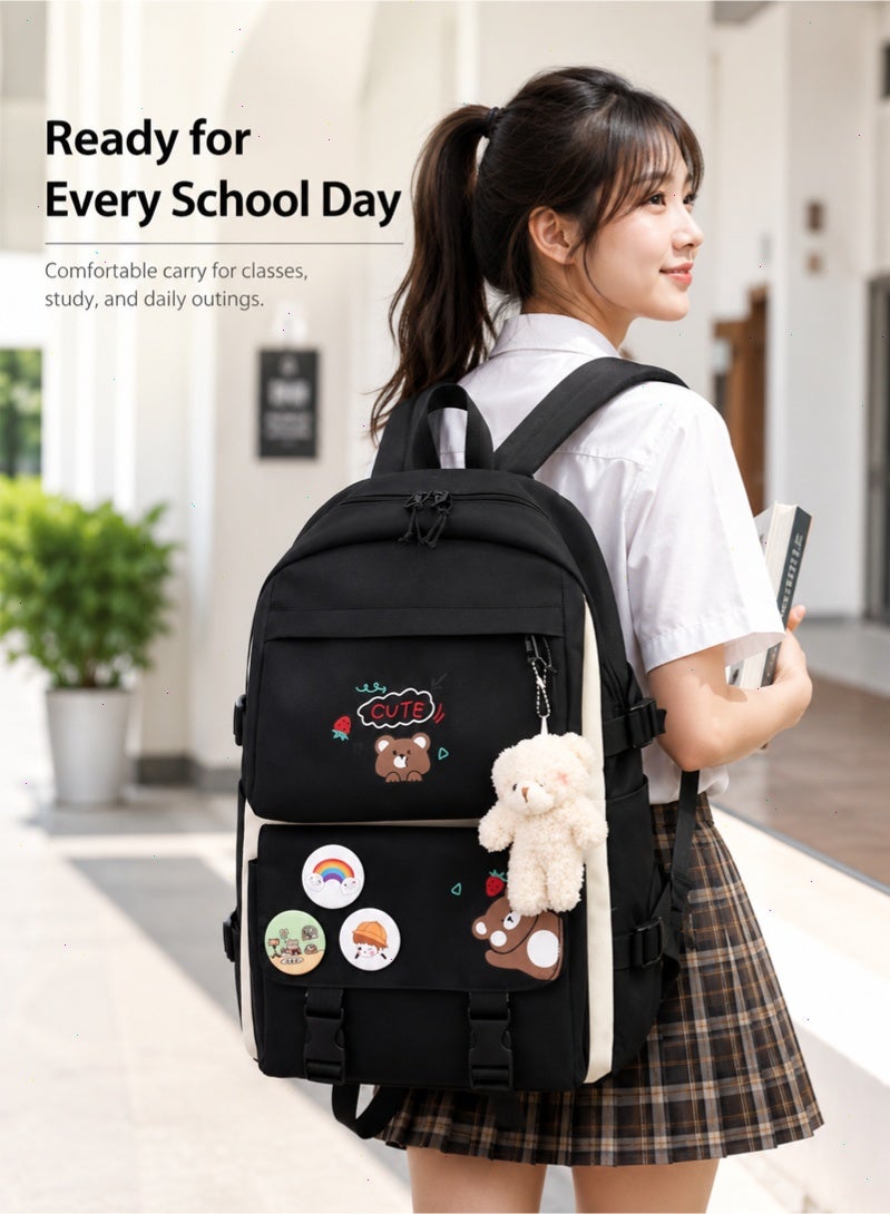 Topyich 5PCS School Bag Set for Teen Girls, Lightweight Waterproof School Backpack with Handbag Crossbody Bag etc, Kawaii School Bag for Elementary Middle High School - Image 5