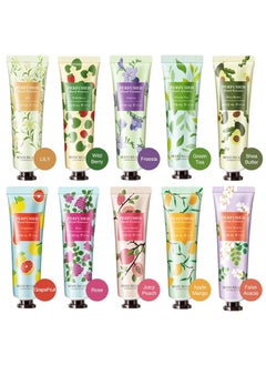 BONNIESTORE 10 Pack Fruits Fragrance Hand Cream Moisturizing Hand Care Cream Travel Gift Set With Shea Butter Natural Aloe and Vitamin E For Men And Women30ml 