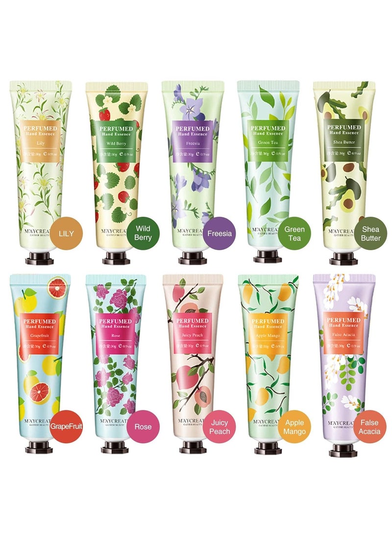 BONNIESTORE - 10 Pack Fruits Fragrance Hand Cream Moisturizing Hand Care Cream Travel Gift Set With Shea Butter Natural Aloe and Vitamin E For Men And Women30ml - Image 1