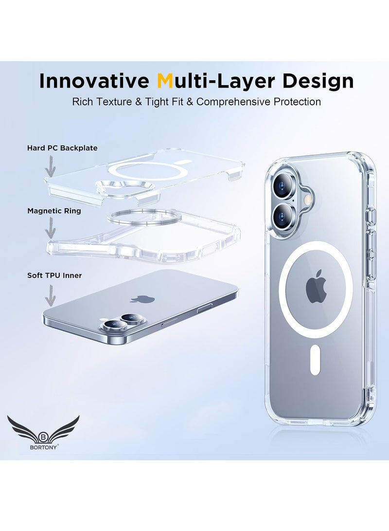 BORTONY iPhone 16 Magnetic Case Compatible with Wireless Charging Ultra Slim Clear iPhone 16 Cover Anti Scratch Shockproof Protective Case Cover for iPhone 16 6.1 inch - Image 5