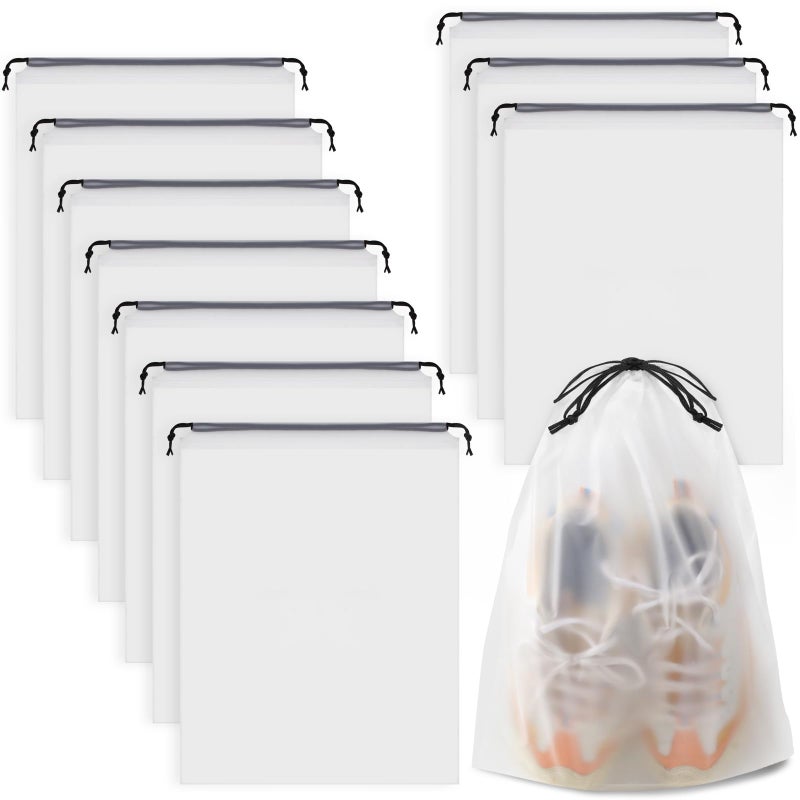 Coidea Clear Shoe Bags - 10 PCS, 15.7" x 11.8", Drawstring Travel Shoe Bags for Packing, Waterproof Dustproof Portable Shoe Storage for Men and Women - Image 1