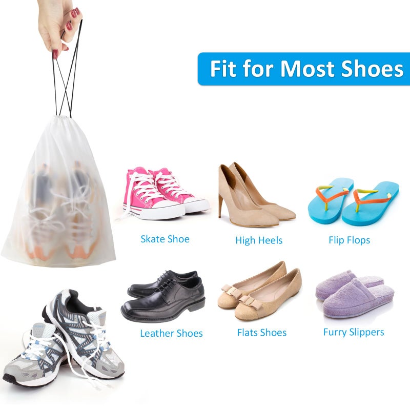 Coidea Clear Shoe Bags - 10 PCS, 15.7" x 11.8", Drawstring Travel Shoe Bags for Packing, Waterproof Dustproof Portable Shoe Storage for Men and Women - Image 5