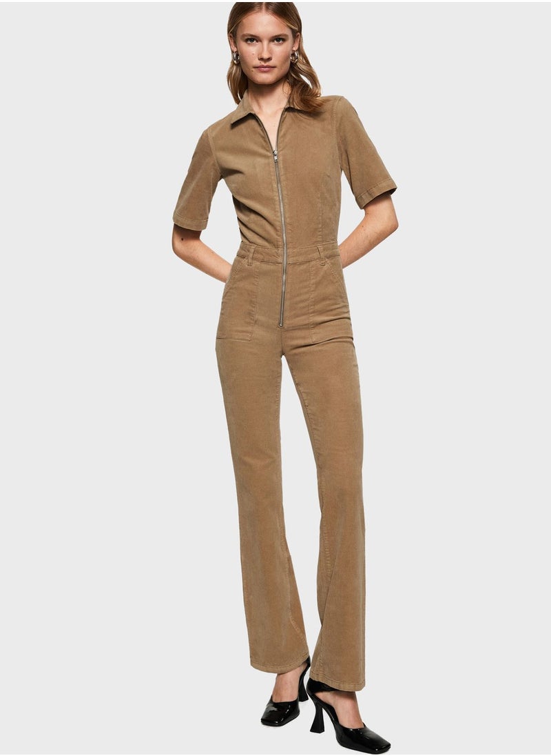 MANGO - Polo Neck Zip Detail Jumpsuit - Image 1