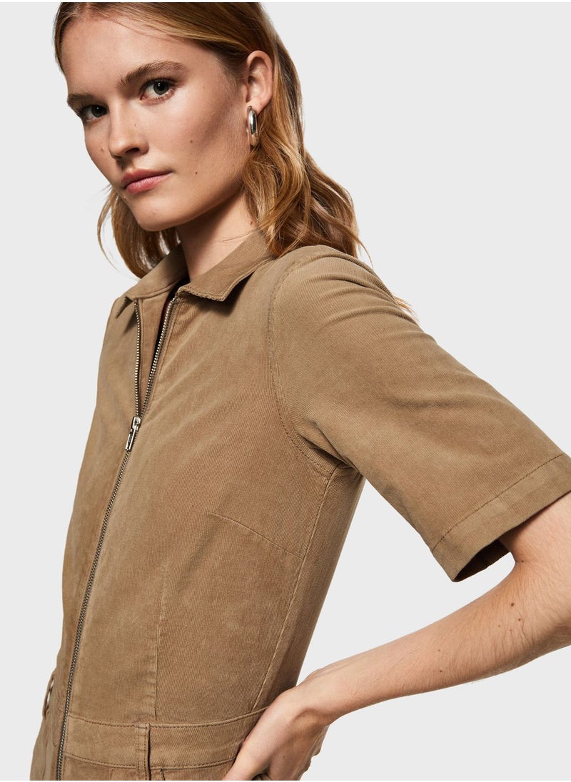 MANGO - Polo Neck Zip Detail Jumpsuit - Image 1