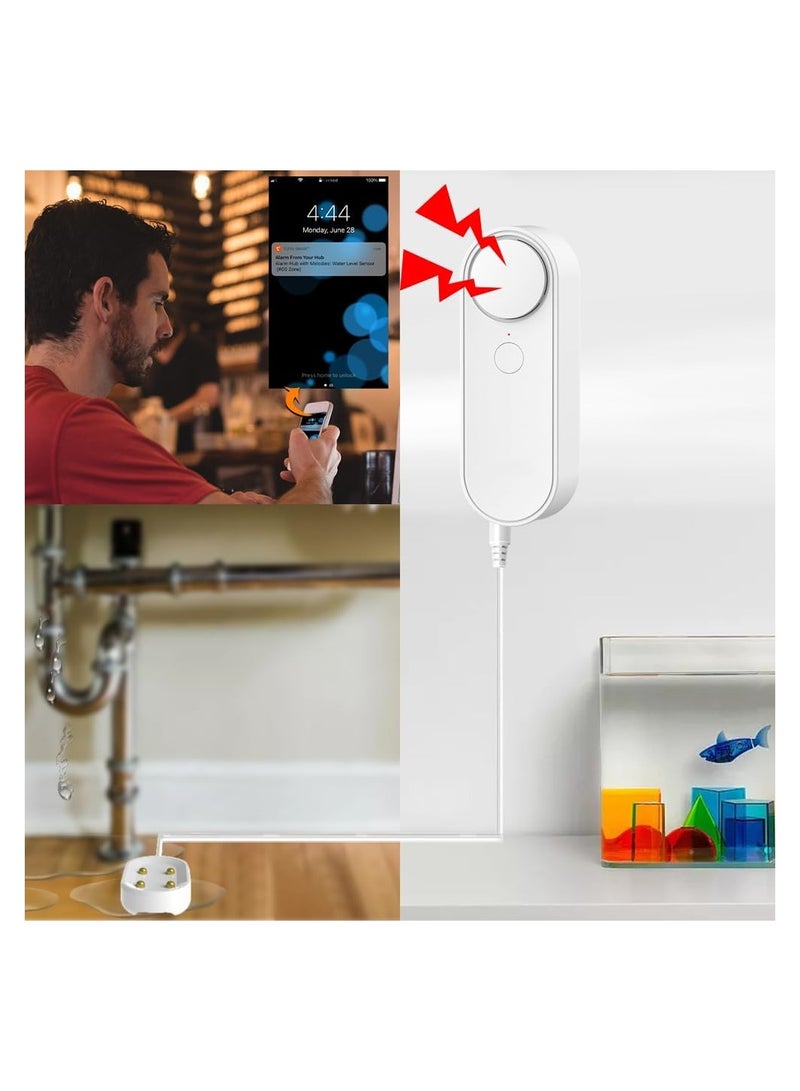 SOLARAE WiFi Water Alarm Leak Detector Smart Water Sensor Alarms with Double Sided Probe Remote App Monitoring 100dB Loud Alarm Sound AAA Battery Powered (Not Include) - Image 2