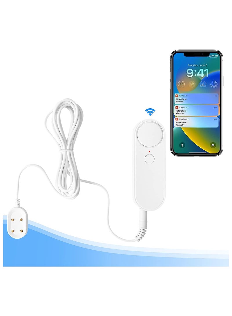 SOLARAE WiFi Water Alarm Leak Detector Smart Water Sensor Alarms with Double Sided Probe Remote App Monitoring 100dB Loud Alarm Sound AAA Battery Powered (Not Include) - Image 1