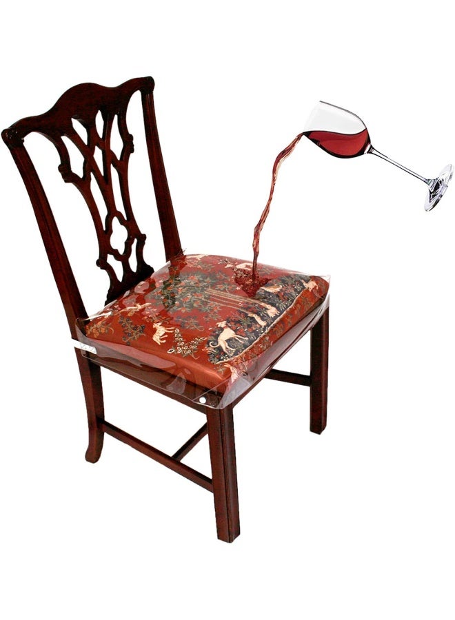 LAMINET New  Improved Deluxe HeavyDuty Waterproof Spill Resistant Removable CrystalClear Plastic Adjustable Patented Chair Seat Protector  Fits Chair Seats Up to 21 x 21  Set of 2 - Image 4