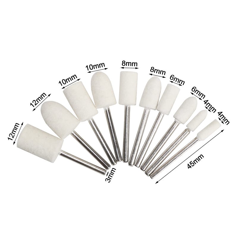 FPPO 1Inch Polishing Buffing Wheel Set,Wool Felt Cotton Mounted 3mm Shank for Rotary Tool Accessories,Mini Brush Polishing Kit for Watch and Jewelry 50 Pieces - Image 5