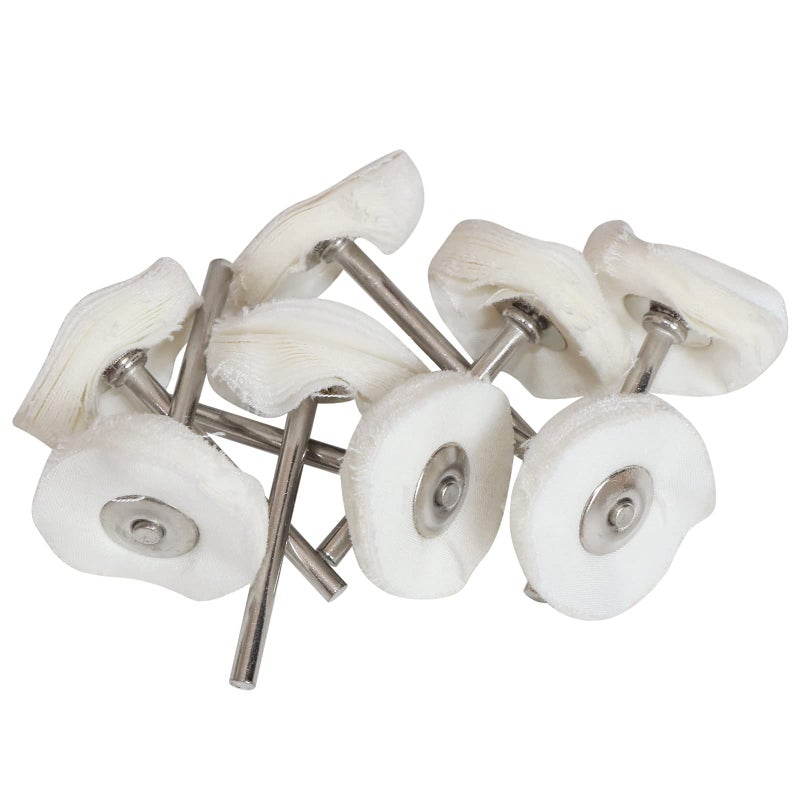 FPPO 1Inch Polishing Buffing Wheel Set,Wool Felt Cotton Mounted 3mm Shank for Rotary Tool Accessories,Mini Brush Polishing Kit for Watch and Jewelry 50 Pieces - Image 4