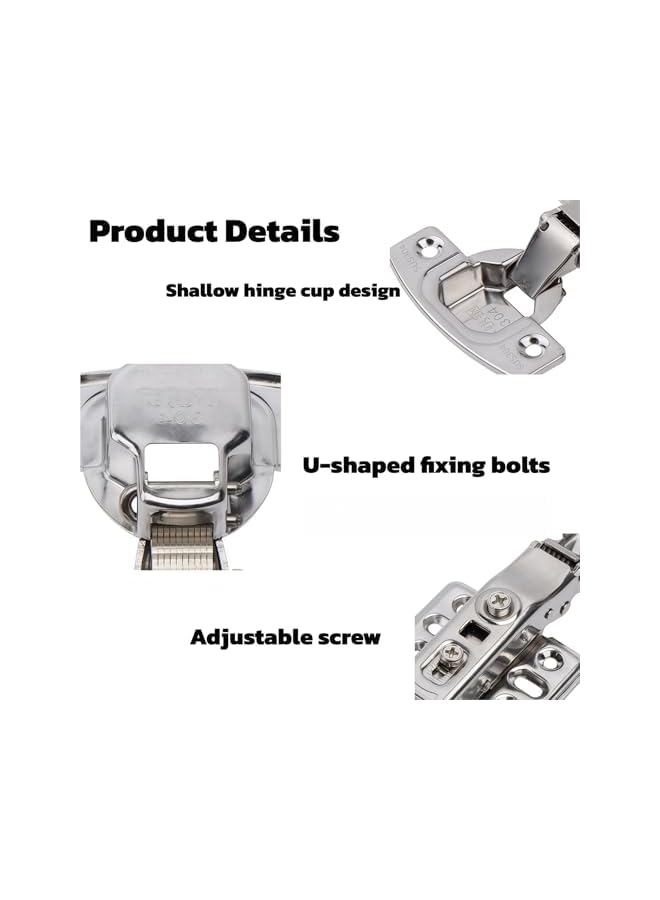 S-TOP Soft Close Concealed Hinges, 6-Pack 1.5mm Stainless Steel Cabinet Hardware for Kitchen, Wardrobe, Bookcase, Silver - Image 3