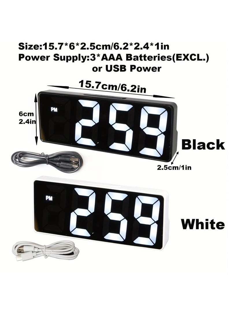Modern Led Digital Alarm Clock With Mirror Finish Adjustable Brightness, Temperature Display, Usb Powered Desk Clock For Bedroom Decor , Batteries Not Included Alarm Clocks For Bedrooms（White） - Image 4