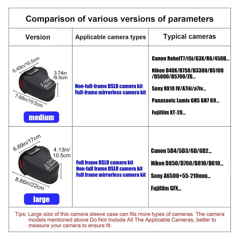 CADeN DSLR SLR Camera Sleeve Case with Neoprene Protection, Compatible for Nikon, Canon, Pentax, Sony and ect...(Medium Black) - Image 2