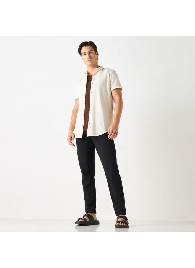 Iconic Iconic Textured Shirt with Spread Collar and Short Sleeves  - Image 2