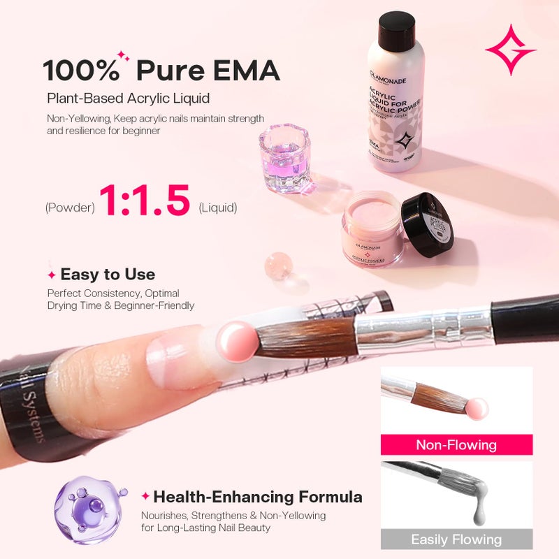 Glamonade Acrylic Nail Kit for Beginners: 0 Experience Needed to Complete Acrylic Nail Starter Kit with 48W Nail Lamp & Drill for Home DIY Manicure - Image 4