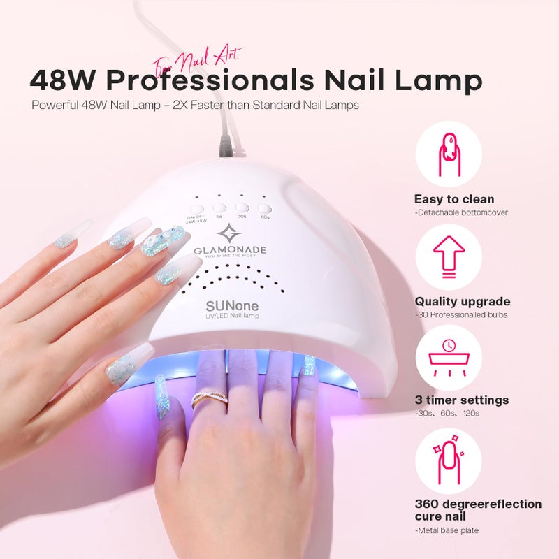 Glamonade Acrylic Nail Kit for Beginners: 0 Experience Needed to Complete Acrylic Nail Starter Kit with 48W Nail Lamp & Drill for Home DIY Manicure - Image 5