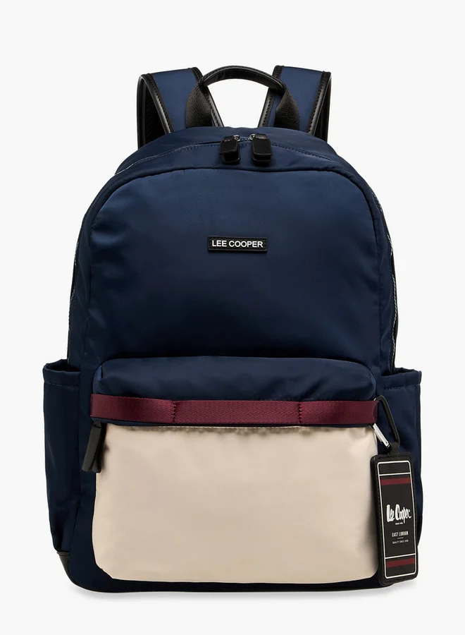 لي كوبر Colourblock Backpack with Adjustable Shoulder Straps and Zip Closure - 13x30x41 cm