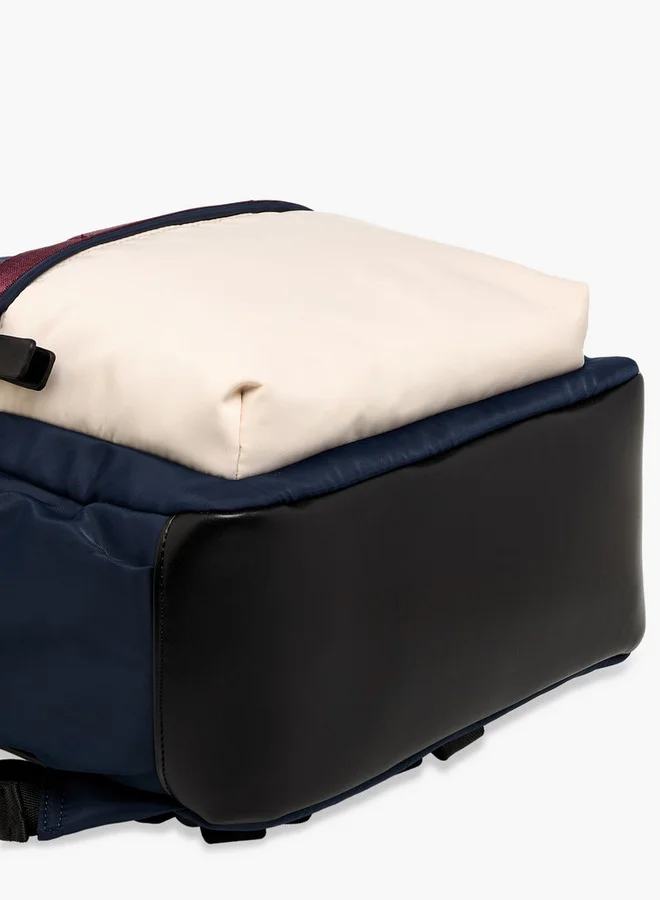 لي كوبر Colourblock Backpack with Adjustable Shoulder Straps and Zip Closure - 13x30x41 cm
