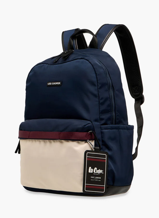 لي كوبر Colourblock Backpack with Adjustable Shoulder Straps and Zip Closure - 13x30x41 cm