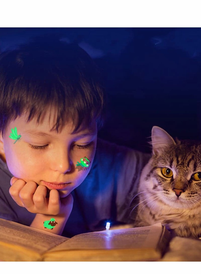 Excefore Glow Temporary Tattoos for Kids Waterproof Luminous Tattoo Sticker Glow Mixed Style Cartoon Tattoo Waterproof, Fake Tattoo Stickers Party Supplies Gifts for Boys and Girls, 10 Sheets (Animal) - Image 2