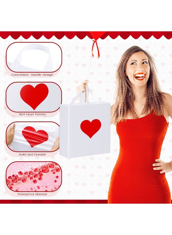 Wesnoy 100 Pcs Valentine's Day Plastic Shopping Bags Bulk 10 x 13'' Large Gift Bags with Handle Valentines Gift Bag Heart Reusable Shopping Bag for Valentine Party Supplies (Red) - Image 5