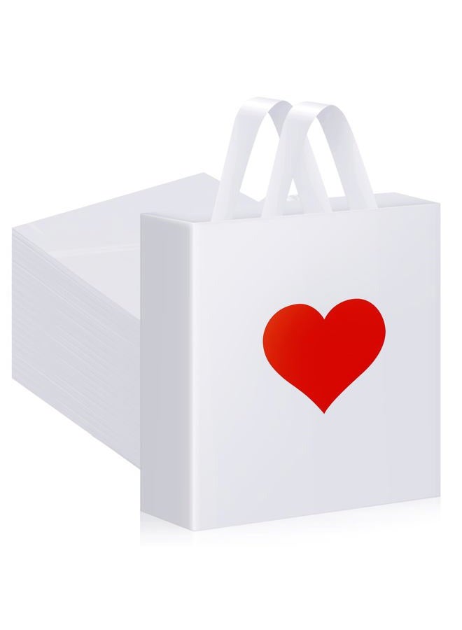 Wesnoy 100 Pcs Valentine's Day Plastic Shopping Bags Bulk 10 x 13'' Large Gift Bags with Handle Valentines Gift Bag Heart Reusable Shopping Bag for Valentine Party Supplies (Red) - Image 1