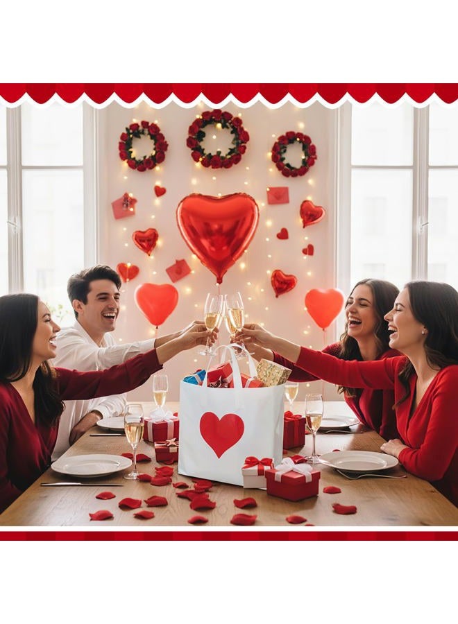 Wesnoy 100 Pcs Valentine's Day Plastic Shopping Bags Bulk 10 x 13'' Large Gift Bags with Handle Valentines Gift Bag Heart Reusable Shopping Bag for Valentine Party Supplies (Red) - Image 4