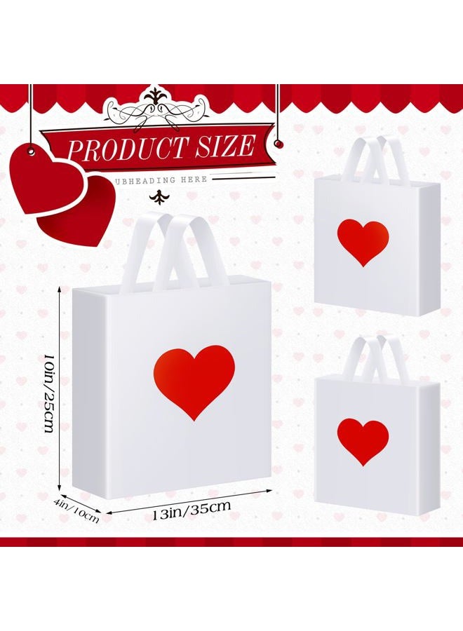 Wesnoy 100 Pcs Valentine's Day Plastic Shopping Bags Bulk 10 x 13'' Large Gift Bags with Handle Valentines Gift Bag Heart Reusable Shopping Bag for Valentine Party Supplies (Red) - Image 3