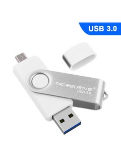BURAQ MicroDrive 16GB USB 3.0 Android Phone & Computer Dual-use Rotary Metal U Disk (White)  - Image 2